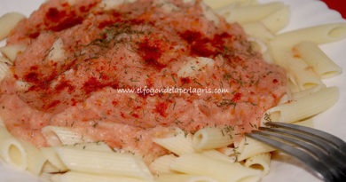 Macarrones con tomate natural y eneldo