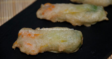 Flores de calabaza rellenas en tempura